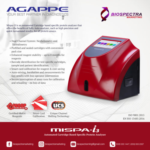 AGAPPE Mispa-i3 Automated Cartridge Based Specific Protein Analyzer