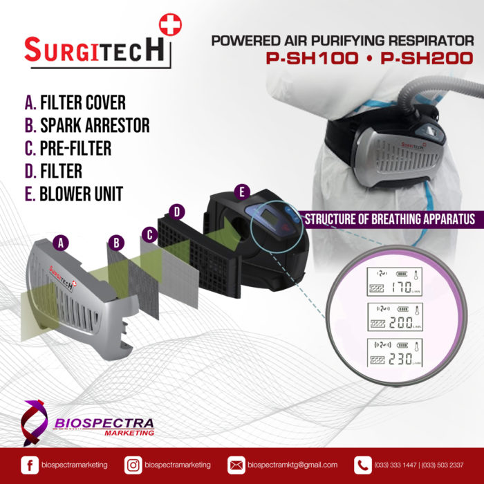 SURGITECH Powered Air Purifying Respirator <br><b>P-SH200</b> - Image 2