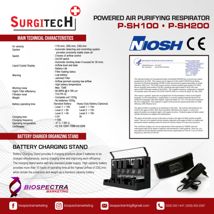 SURGITECH Powered Air Purifying Respirator <br><b>P-SH200</b> - Image 3