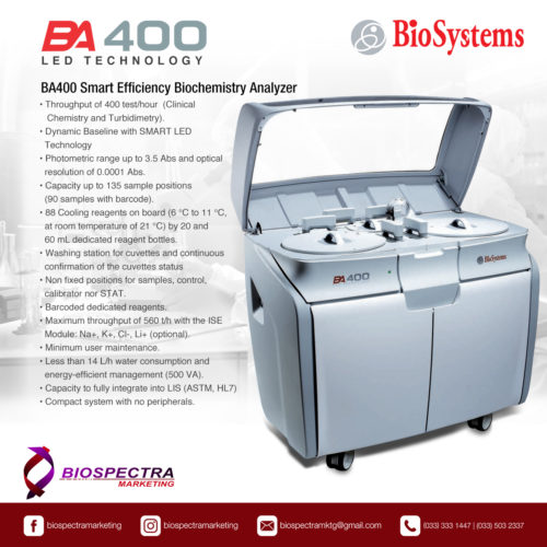 BIOSYSTEMS BA400 Smart Efficiency Biochemistry Analyzer
